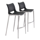 Zuo Ace Barstool - Black/Silver - Set of 2-Ergonomic and supportive footrest
