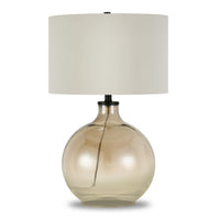Hudson&Canal - Lampe de table Laelia 63 cm de haut avec abat-jour en tissu - Verre lustré doré/blanc-Design côtier pour votre salon, votre espace de travail ou votre table de chevet