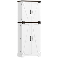 HOMCOM 64" H Kitchen Pantry Cabinet with Adjustable Shelves - White-Ten shelves and eight spice racks maximise storage space 