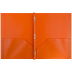 JAM Paper - Chemises POP d'école en plastique à deux pochettes avec fermoirs à griffes en métal - orange - Paquet de 6-Taille : 9,5 x 11,5 pouces | S'adapte facilement aux documents de 8,5" x 11"