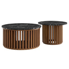Modway - Fortitude Manche Surface en faux marbre Table basse de nidification - Noir noyer-Ensemble de table basse pour nidification