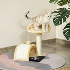 PawHut 18" Cat Scratching Tree and Kitty House with Hanging Toy - Beige-Lightweight, easy to move 