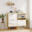 HOMCOM Narrow Shoe Cabinet with 4 Flip Drawers - White-Finger edge pulls allow easy access to shoes