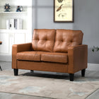 HOMCOM - Canapé double avec coussin rembourré en mousse à ressorts pour bureau à domicile - brun-Le coussin d'assise est rembourré de mousse et possède un ressort à l'intérieur pour une expérience d'assise confortable 