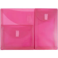 JAM Paper Plastic 3 Pocket Envelopes, VELCRO Brand Closure, Letter Booklet, 9.75 x 13, Pink Poly, 10 Pack-Material: plastic