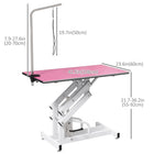 PawHut - Table de Toilette Réglable en Hauteur pour Chiens - Rose-Le cadre en forme de Z et la base en forme de H sont professionnels et stables