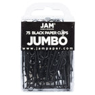 JAM Paper Colourful Jumbo Paper Clips - 2"- Black - 75 Pack-Colour: Black