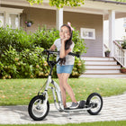 Aosom Youth Kick Scooter with 12'' Inflatable Rubber Wheel - White-37.5"(80-85cm), suitable for children 5+ 