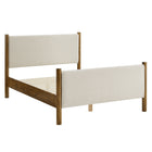 Modway - Maven Grandeur nature Tissu tapis Lit de plateforme, Noyer d’ivoire-Cadre de lit en bois