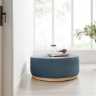 Modway Tilden Large 38" Round Performance Velvet Upholstered Ottoman - Cadet Blue/Natural-Dense Foam Padding