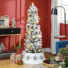 HOMCOM 5' Snow-Flocked Artificial Pencil Christmas Tree with Lights - Green-Branches face up and down, creating a lively tree appearance 