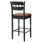 Modway - Jax Bois de chêne Tabouret de bar avec dossier ondulé en rasoir et coussin in Cacao noir-Civières latéraux solides