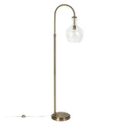 Hudson&Canal Verona Arc Floor Lamp with Glass Shade - Brass/Clear-Paired with a clear dome glass shade