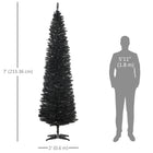 HOMCOM 7' Pencil Artificial Christmas Tree with Realistic Branches - Black-Safe and stable with a solid and reliable plastic base for support