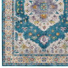 Modway - Success Médaillon vintage floral vieilli Anisah Tapis de 5 pi l x 8 pi L - Bleu Ivoire Jaune Orange-Résistant aux taches / Facile à nettoyer