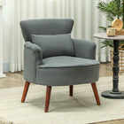 HOMCOM Accent Chair with Solid Wood Legs for Living Room - Grey-Soft corduroy fabric and extra lumbar pillow offer an optimal seating experience 
