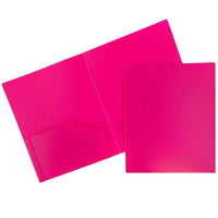 JAM Paper Heavy Duty Plastic Two-Pocket School Folders - Fuchsia Pink - 6 Pack-Durable Plastic Presentation Folders | Colour: Fuchsia Pink