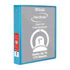 BAZIC Products 1" 3-Ring View Binder with 2 Pockets - Cyan - 6 Pack-Clear View Cover on front, back & side