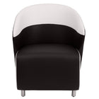 Flash Furniture Leather Curved Barrel Back Lounge Chair with Melrose White Detailing - Black-Lounge Chair