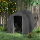 Outsunny Outdoor Galvanised Steel Portable Bike Shed - 6' x 8' - Dark Grey-Strong metal frame keeps the structure together under weather 
