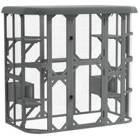 PawHut - Catio enclos extérieur 71 maison en bois avec 2 condos - 74 po L x 38,2 po l x 70,9 po H-Deux bacs à litière privés et cinq plateformes offrent suffisamment d'espace pour 2 à 3 chats 