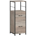 Vinsetto Letter/A4 Filing Cabinet with Hanging Bars - Distressed Grey-Open shelf with protective guardrails can hold printers, scanners, display person items or stores your office supplies
