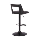 Armen Living Milan Adjustable Height Swivel Bar Stool in Black Faux Leather & Black Wood with Black Base-5