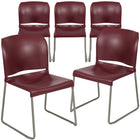 Flash Furniture HERCULES Series Burgundy Full Back Contoured Stack Chair with Grey Powder Coated Sled Base-Set of 5 Multipurpose Stack Chairs