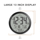 Marathon Watch 15 inch Round Digital Wall Clock - Black-Solid aluminum case: sturdy design with a high-end finish.