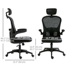 Vinsetto Mesh Office Chair with Headrest and 4D Lumbar Support - Black-The headrest can move up or down, and rotate