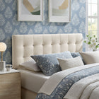 Modway Lily Stain-Resistant Performance Velvet King Size Headboard - Alabaster-Biscuit Tufted Design