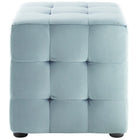 Modway Contour Tufted Cube Performance Velvet Ottoman - Light Blue-Stain Resistant Fabric