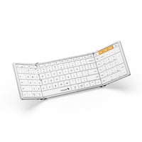 ProtoArc Foldable Bluetooth Keyboard - White / Silver-Ultimate Portability: The XK01 Tri-Fold Bluetooth Keyboard by ProtoArc is designed for on-the-go convenience, folding into a compact and pocket-sized package, making it the ideal travel companion.