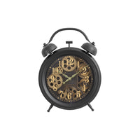 Monarch Specialties Clocks 12" Round Table Clock - Brown -A stylish, vintage inspired 12" round table clock with a unique moving gear mechanism in a sophisticated dark brown finish