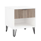 Manhattan Comfort DUMBO 20.07" Modern 1-Drawer Nightstand 2-Piece Set - White/Rustic Grey-17.73" L x 20.07" W x 21.65" H