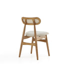 Manhattan Comfort Colbert 17.52" Industry Chic Upholstered Dining Chair - Nature and Oatmeal - Set of 4-Unique Rectangular Oval Backrest Made of Cane