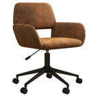 Homy Casa - Chaise de bureau pivotante avec roulettes, Tissu en suède brun-Rotation à 360° pour une mobilité complète