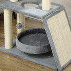 PawHut - Arbre à chat avec perchoir, poteaux à griffer en sisal, coussin, lit - balles suspendues-Les jouets suspendus stimulent le jeu et l’exercice 