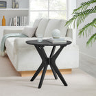 Modway Crossroads 24" Round Wood Side Table - Black-Ash Wood Veneer