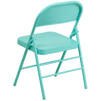 Flash Furniture HERCULES COLORBURST Series Tantalizing Teal Triple Braced & Double Hinged Metal Folding Chair-Set of 4 Metal Folding Chairs
