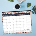 Blueline 2026 Floral Monthly Desk Pad - 22" x 17" - Bilingual-Reinforced chipboard backer and clear vinyl corners