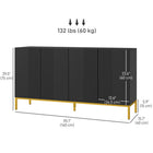 HOMCOM 55.1" L Sideboard Buffet Cabinet - Black-Cushioned hinges ensure door smooth opening and close