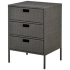 Outsunny - Armoire de rangement patio en rotin tressé 32 po pour piscine avec 3 grands tiroirs jardin extérieur-Ce coffre de rangement moderne apporte une ambiance de complexe hôtelier ou de club privé à votre terrasse de piscine ou de spa