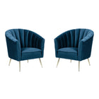 Manhattan Comfort - Rosemont fauteuil d’appoint moderne mi-siècle en velours bleu et or 32,28", lot de 2-Fauteuil monoplace moderne du milieu du siècle, parfait pour une utilisation dans le salon. Ensemble de 2
