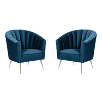 Manhattan Comfort - Rosemont fauteuil d’appoint moderne mi-siècle en velours bleu et or 32,28", lot de 2-Fauteuil monoplace moderne du milieu du siècle, parfait pour une utilisation dans le salon. Ensemble de 2