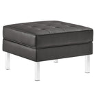 Modway Loft Tufted Vegan Leather Ottoman - Silver/Grey-Mid-Century Ottoman
