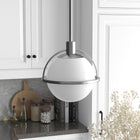 Hudson&Canal - Suspension Cieonna de 24 cm de large avec abat-jour en verre - Nickel brossé/lait blanc-Une finition en nickel brossé fabriquée à la main est appliquée sur la base en métal
