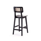 Manhattan Comfort Versailles 15.75" Industry Chic Counter Stool - Black and Natural Cane - 3 Pack-Delivered to you Fully Assembled! No Assembly Required