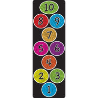 Ashley Productions Smart Poly The Original Fun Mat Mat Runner - 15.5" x 47" - Numbers 1-10 - Chalk Circles-Measurements and Design: The Coloured Chalk Circles Mat Runner measures 15.5" x 47", Numbers 1-10.
