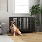 PawHut - Cage pour chien en acier robuste 49 po - noir-Design unique, l'espace entre les lattes du bas : 0,8 po (2 cm), meilleure protection des pattes du chien pour éviter les pincements 
